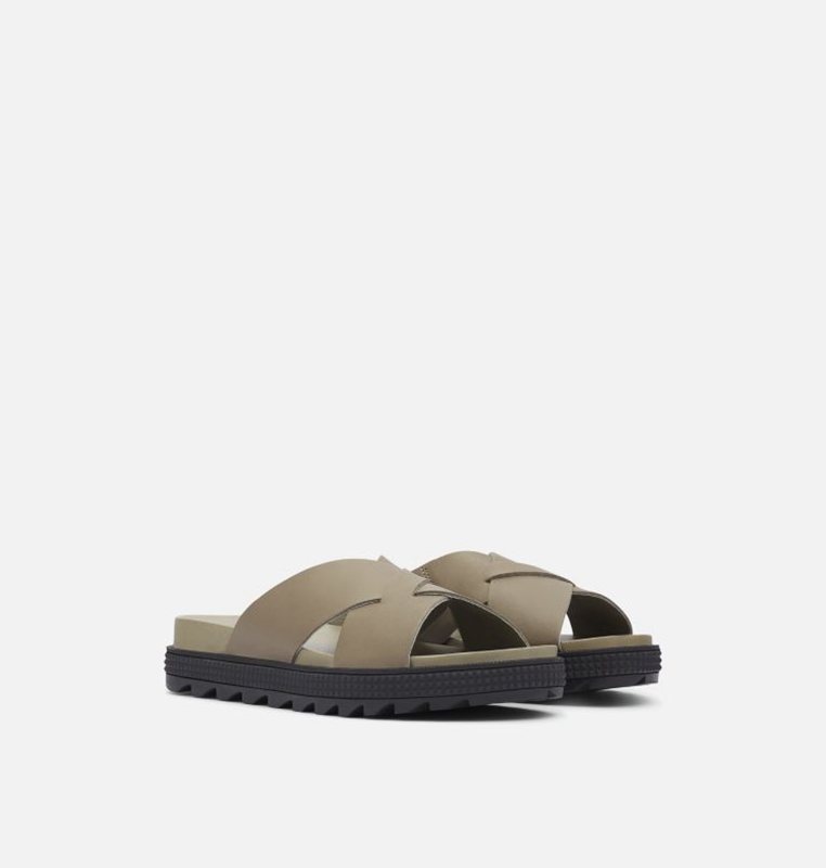 Womens Slides Olive - Sorel Roaming™ Criss Cross - 354-CXRLFW